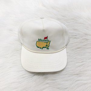 THE MASTER'S Vtg White Snapback Leather Golf Hat